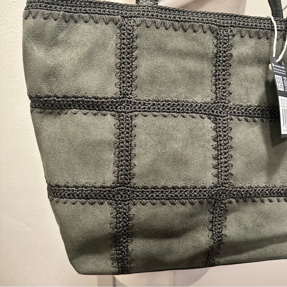The Sak Melrose Metro Tote Olive Green Suede Bag - Picture 3 of 6